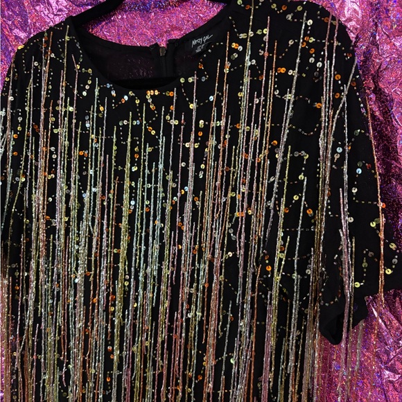 NastyGal Tassel Beaded Mini Shift Dress In Black - Picture 14 of 16